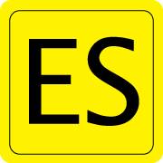 A yellow logo with the letters E and S