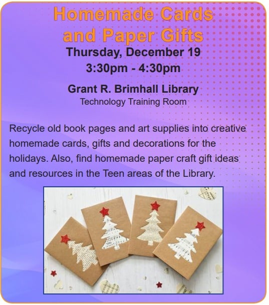 Teens Thousand Oaks Library Homemade Cards And Paper Gifts