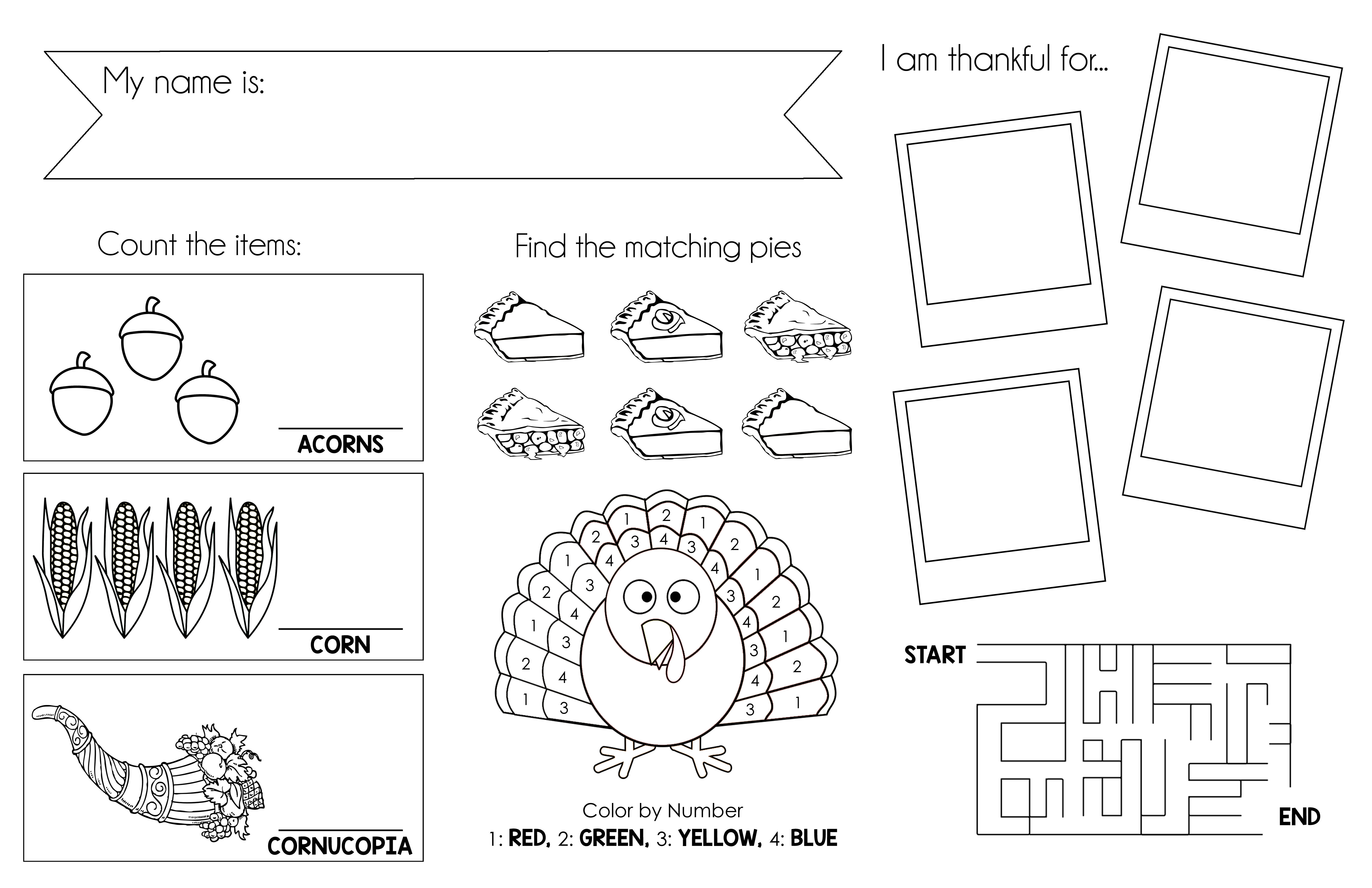 Free Printable A Thanksgiving Placemat Perfect For Turkey Day