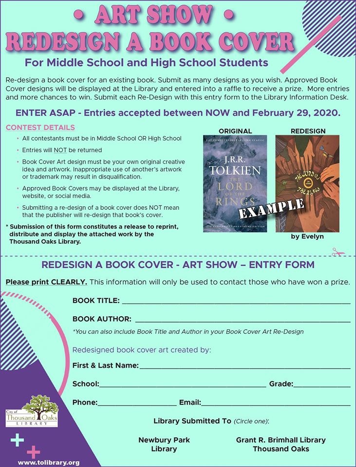 Middle High School Teens Library Re Design A Book Cover Contest Macaroni Kid Conejo Valley Malibu