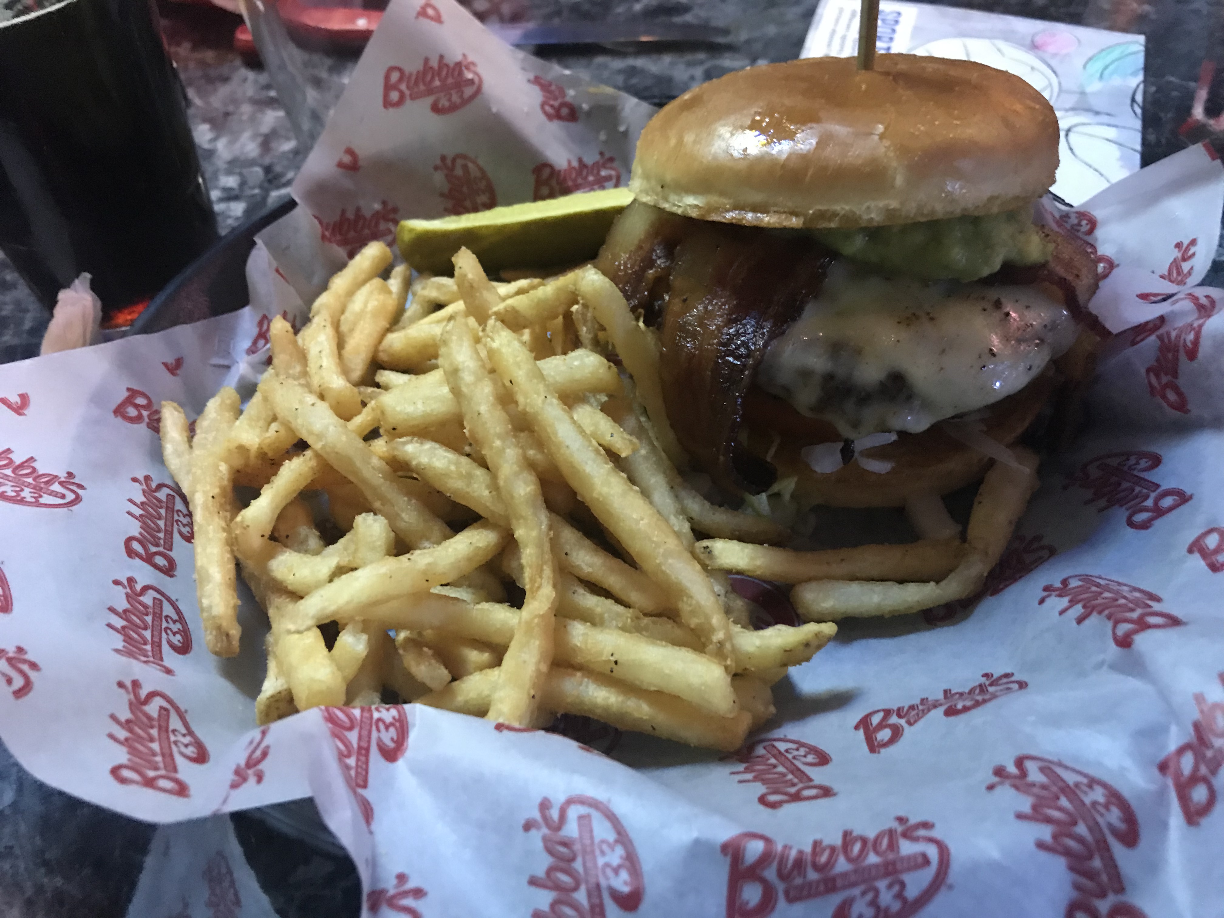 Blackened Bleu Burger, Bubba's 33 Burgers