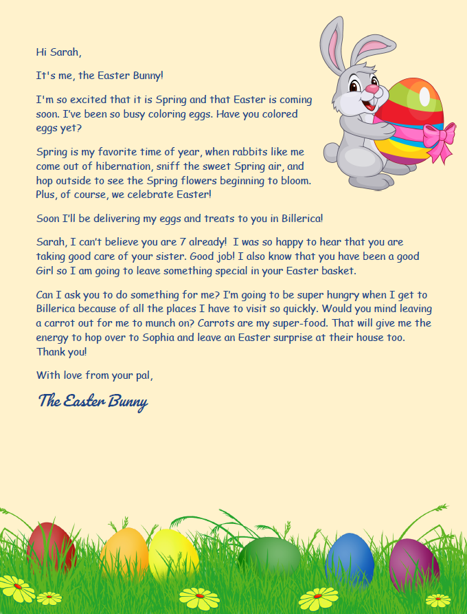 Get a Personalized Letter from the Easter or Spring Bunny! Macaroni