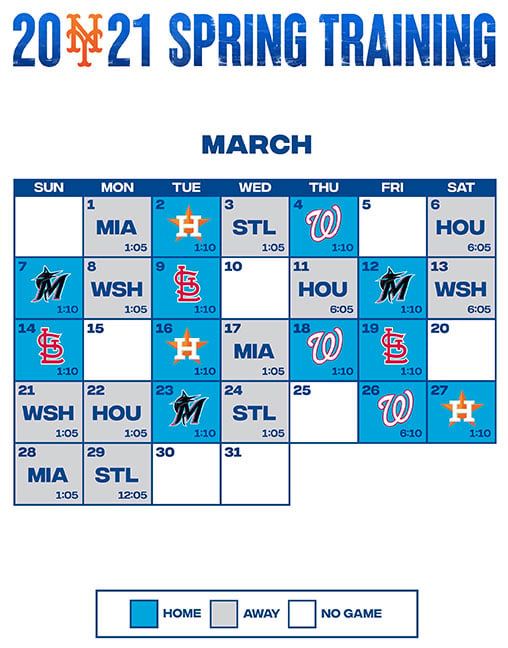 Mets Announce Revised 2021 Spring Training Schedule Macaroni KID Port