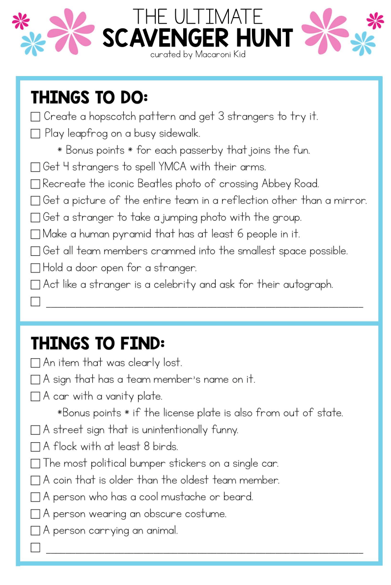 Photo Scavenger Hunt for Teens and Tweens: A FREE Printable! | Macaroni ...