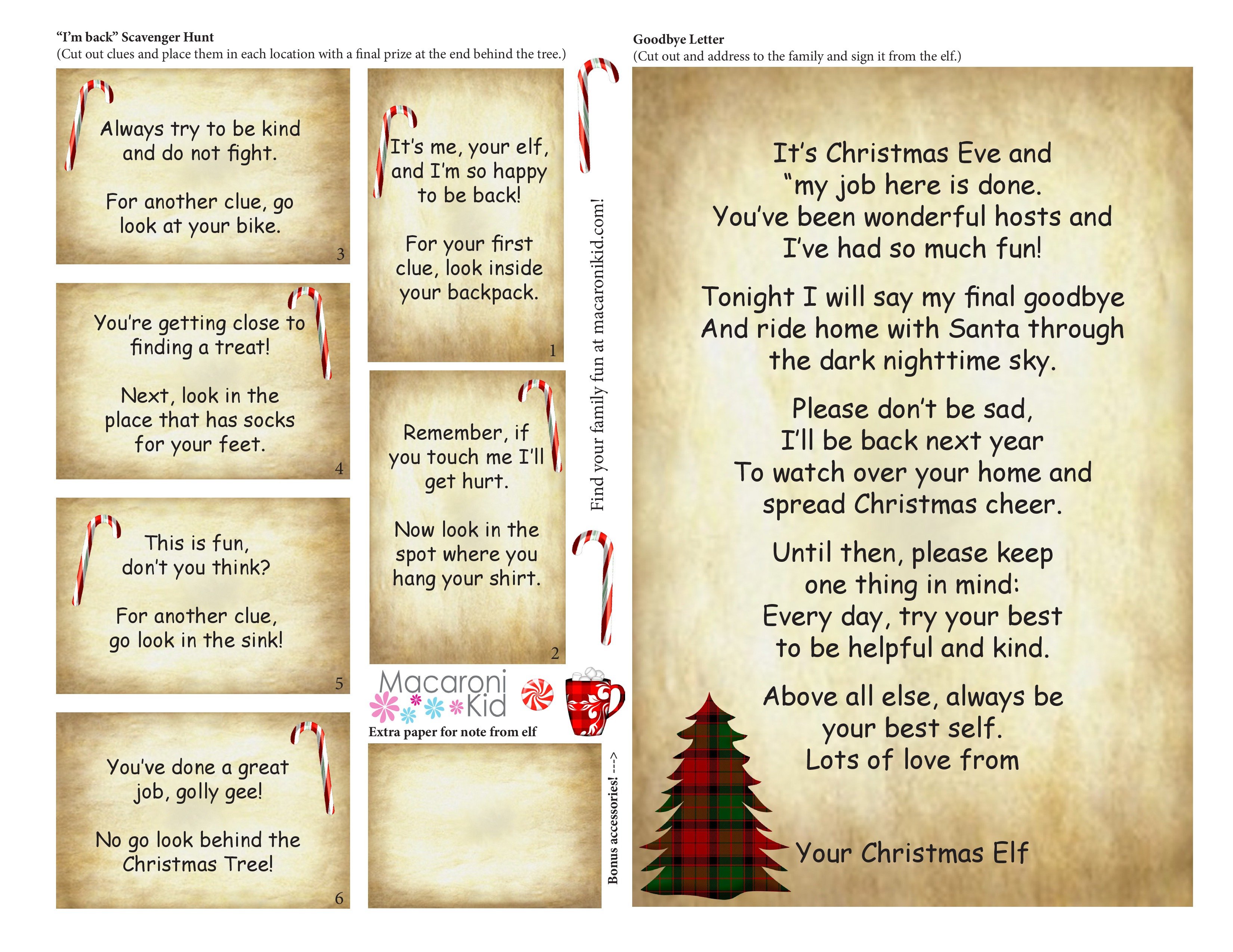 Free Printable Elf On The Shelf Treasure Hunt Clues