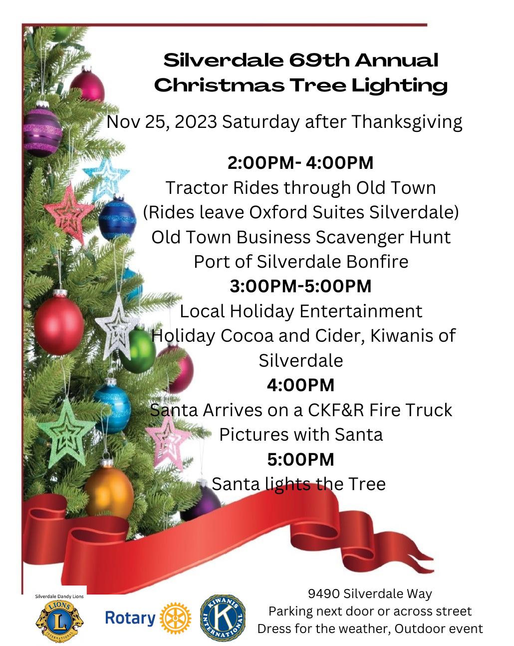 🎄Silverdale Community Tree Lighting with Tractor Rides, Santa, More