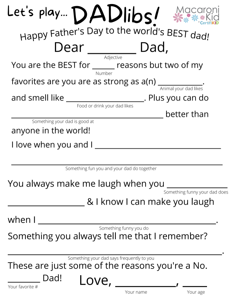 Get Your Free Father s Day Printable Let s Play DADLibs Macaroni