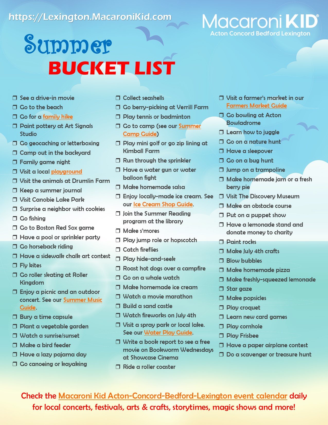 100+ Fun Ideas for a Summer Bucket List for Kids - From ABCs to ACTs