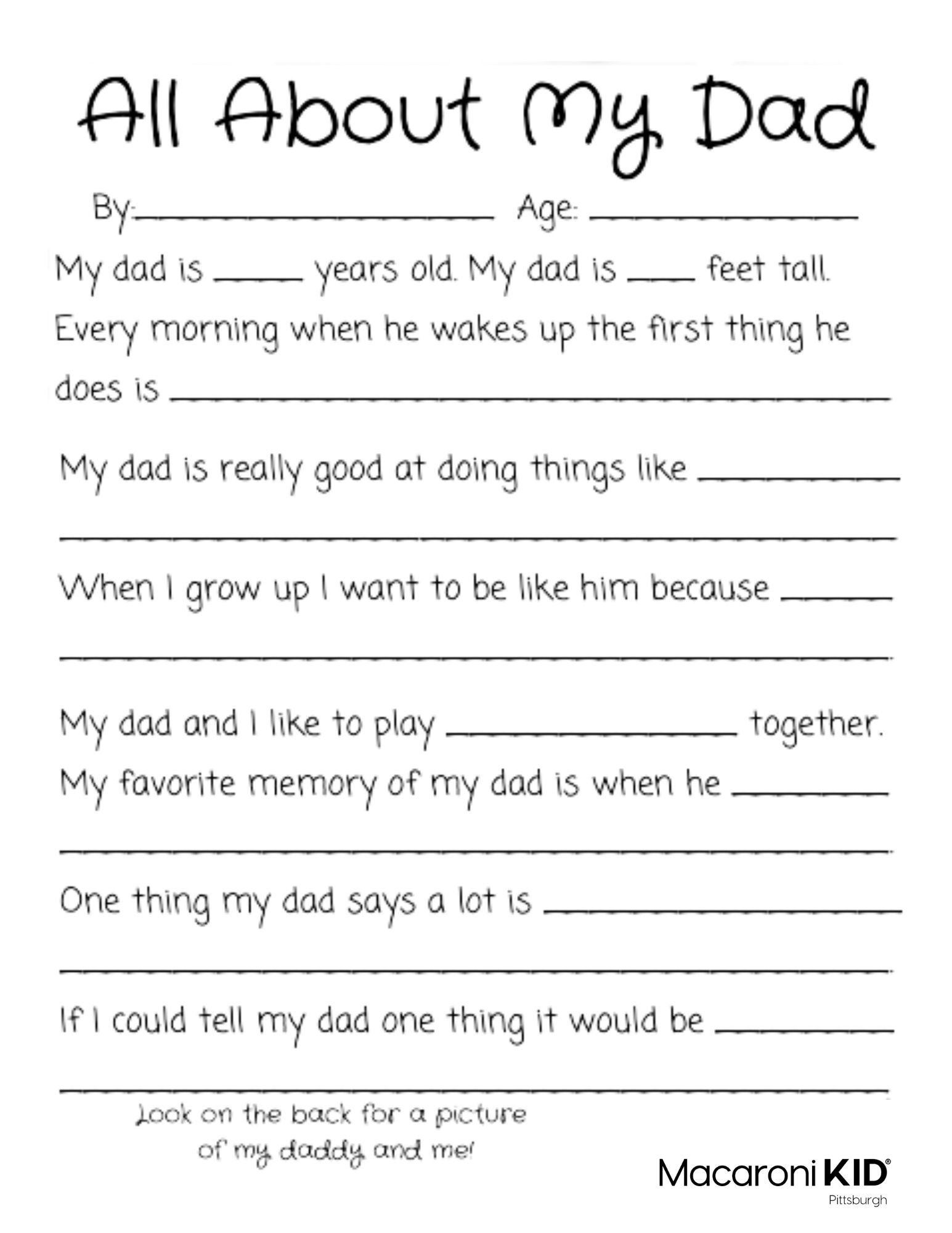 All About My Dad: A Father s Day Questionnaire and Free Printable