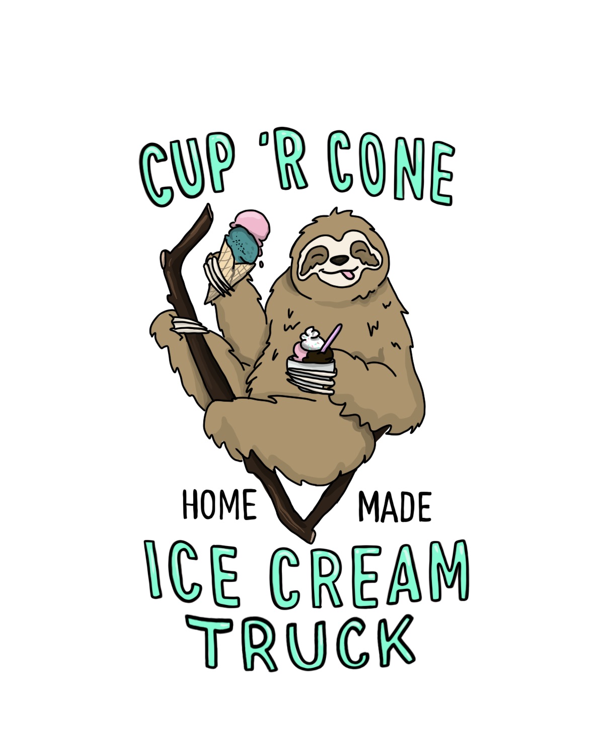 Sloth eating ice cream