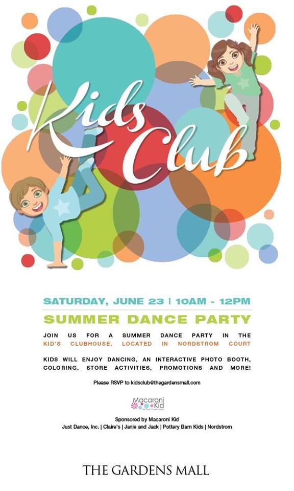 Summer Dance Party At The Gardens Mall June 23rd