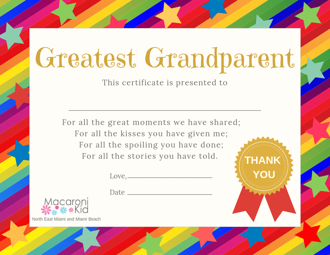Grandparents Certificate Free Printable Printable Templates