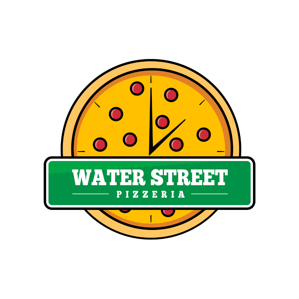 Water Street Pizzeria Logo Henderson Pizza clock