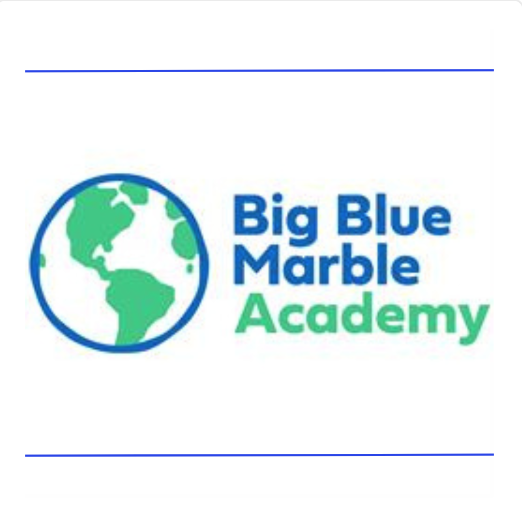 Global next to words Big Blue Marble Academy
