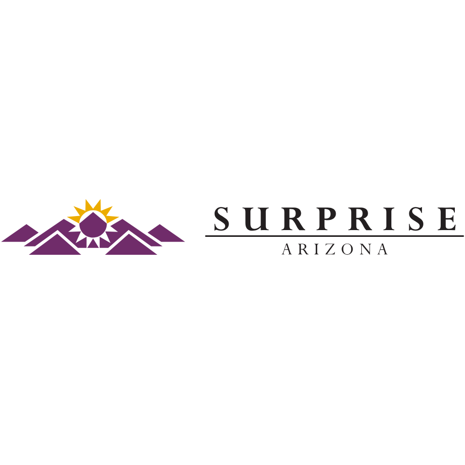 City of Surprise Logo with purple mountains