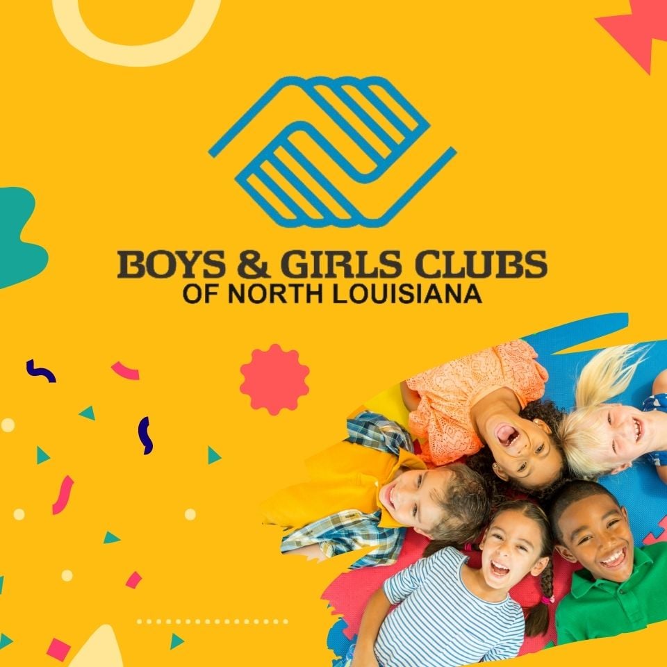 Boys and girls club logo with a picture of kids laughing.