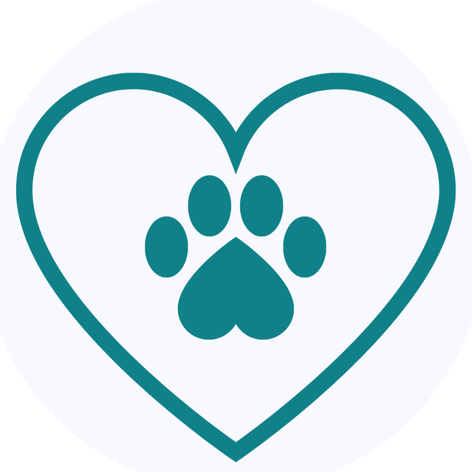 Green paw print and heart with white background