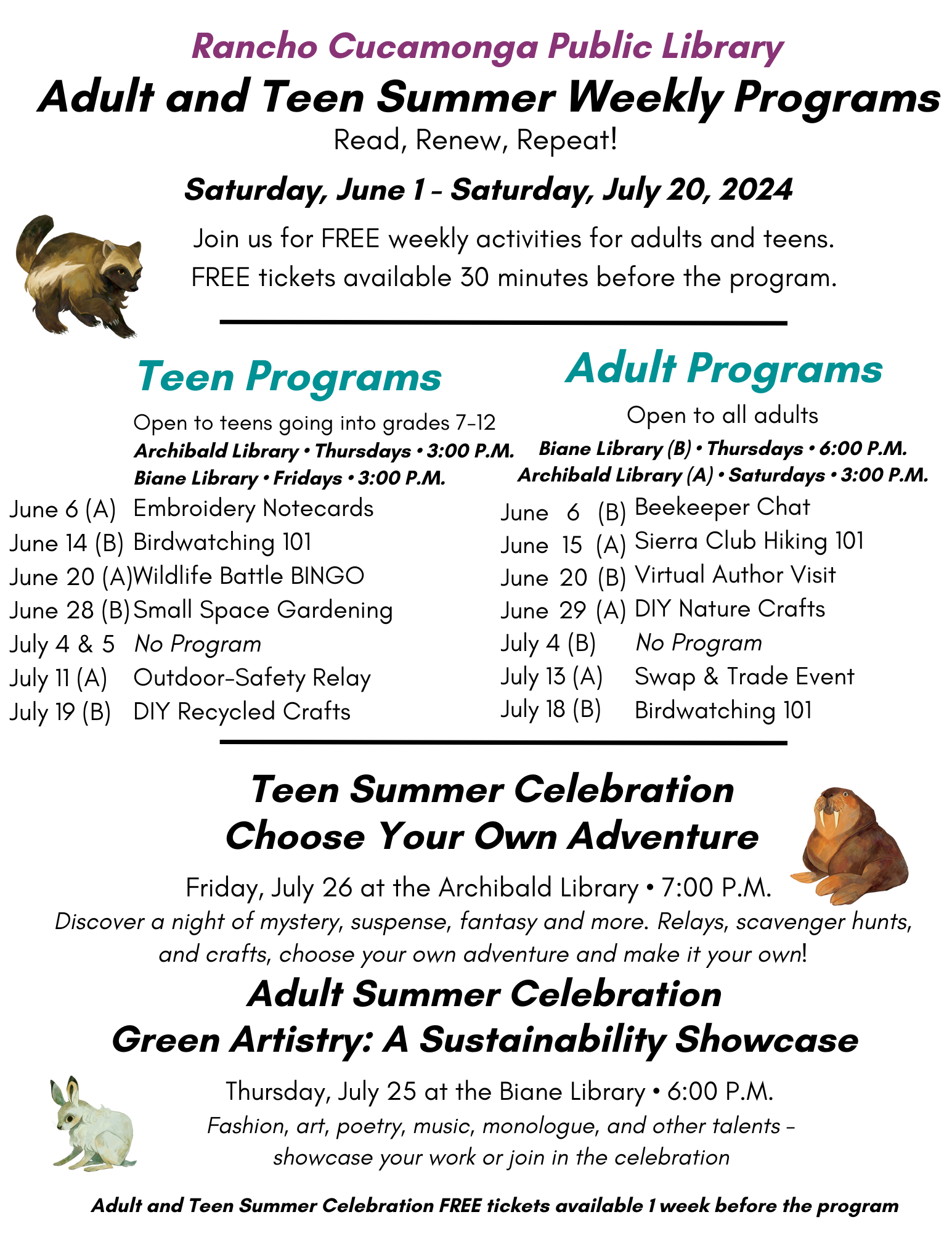 📚Teen & Adult Weekly Summer Programs at Rancho Libraries | Macaroni KID  Rancho Cucamonga