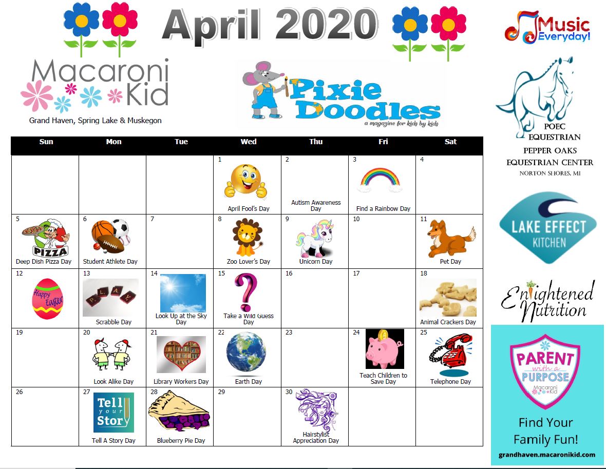 Fun Days to Celebrate in April and a FREE Calendar for Your Fridge