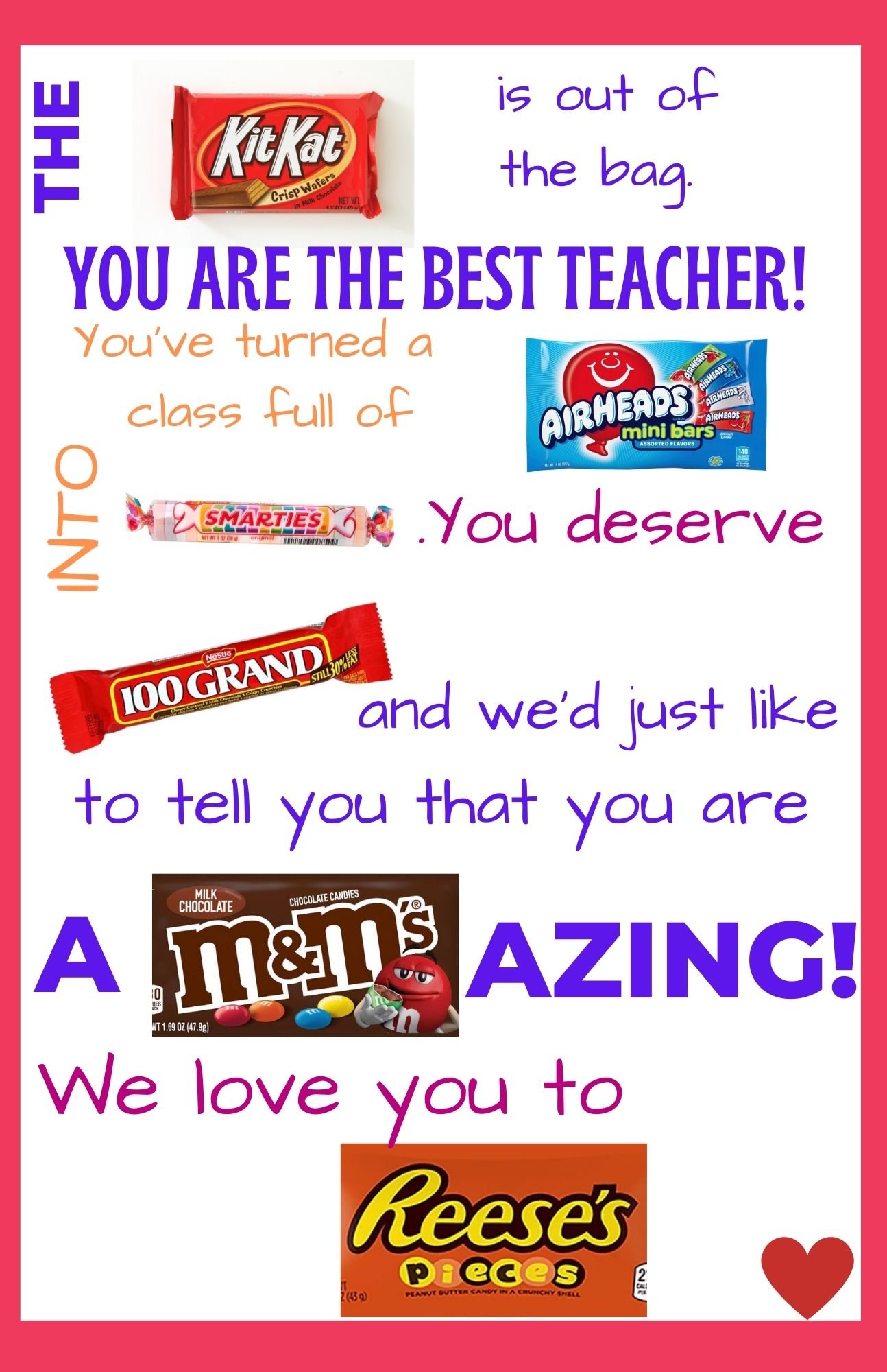 teacher appreciation candy quotes