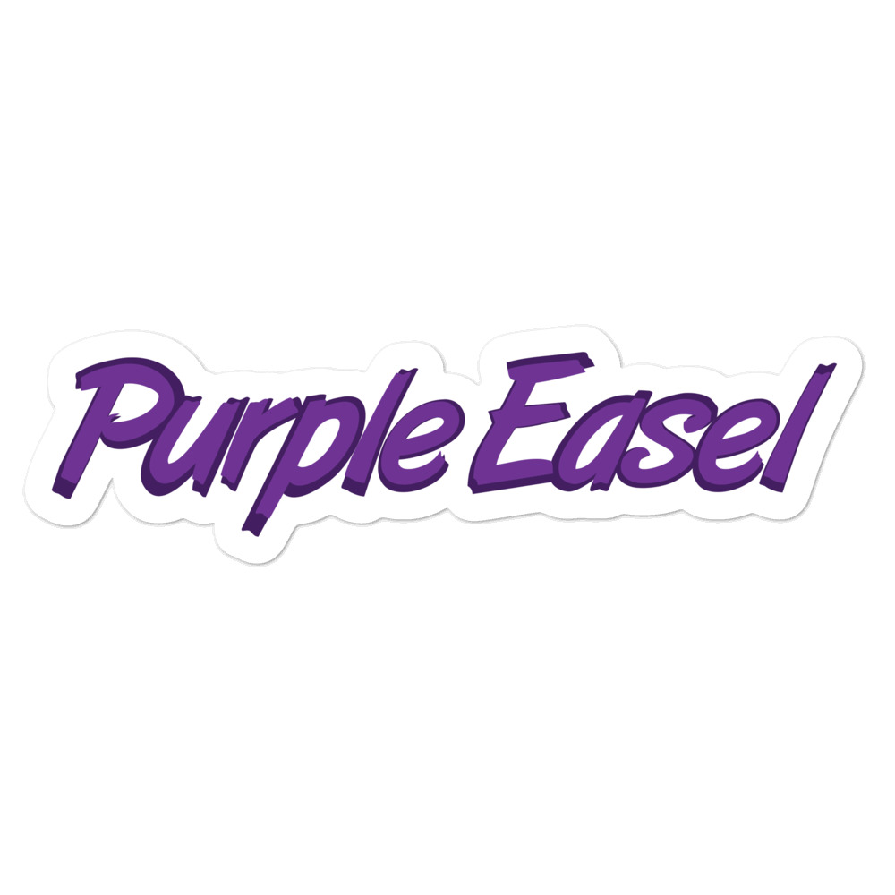 Purple Easel in painted purple font