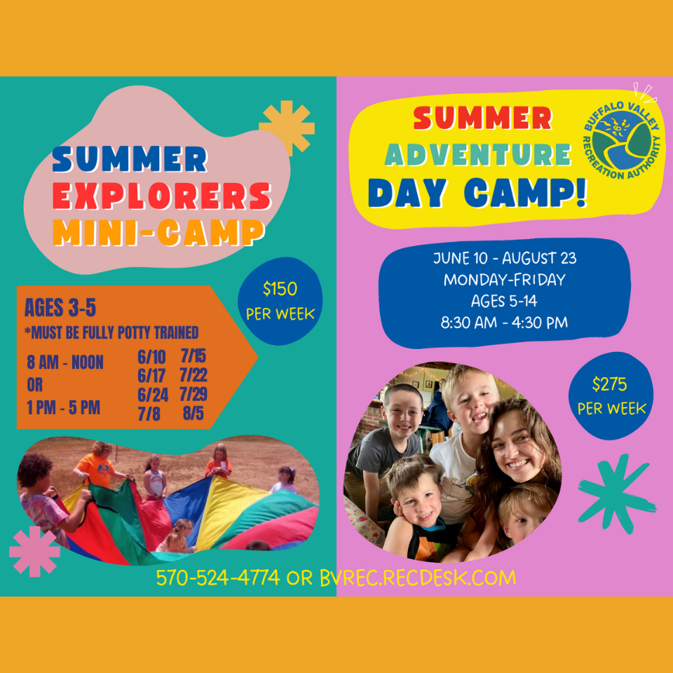 Buffalo Valley Recreation Authority, BRVA, Sumer Mini Camps, Summer Adventure Day Camp
