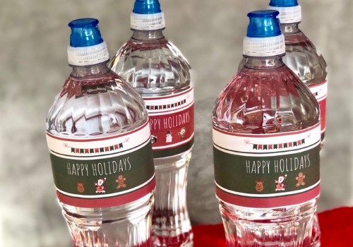 Printable Christmas Water Bottle Labels, Happy Holidays Water Bottle Labels