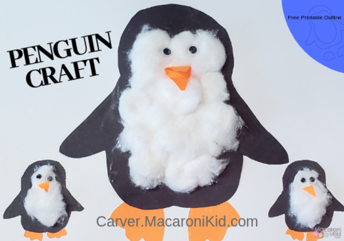 Puffy Penguin Craft with Printable Outline