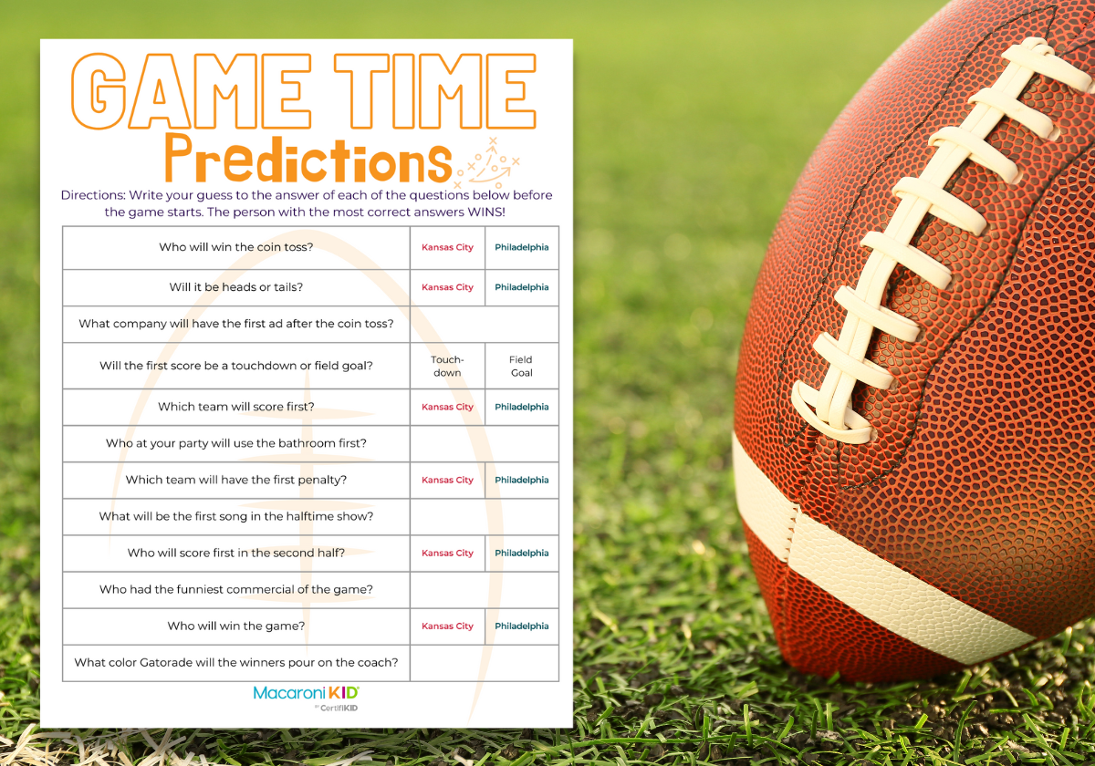 Super Bowl Predictions Free Printable To Use On Sunday