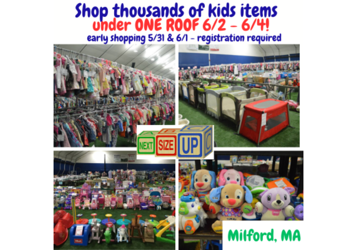 The Next Size Up Kids' Consignment Event returns IN PERSON to Milford!