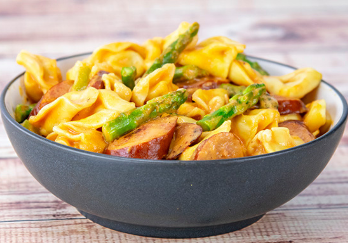 Al Fresco Delight: Creamy Tomato Smoked Sausage & Asparagus Tortellini ...