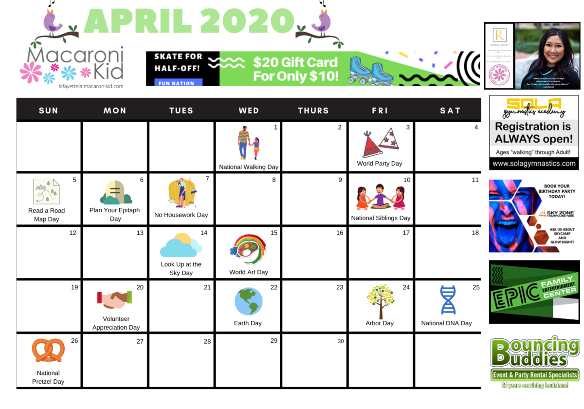 Fun Days to Celebrate This April with a Free Calendar for your Fridge