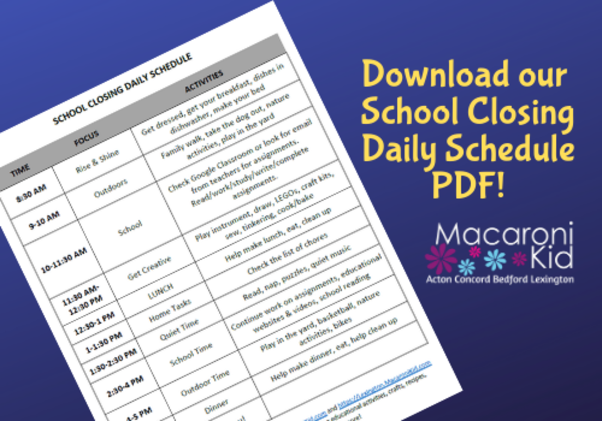 School Closing Daily Schedule Download our PDF Macaroni KID Acton