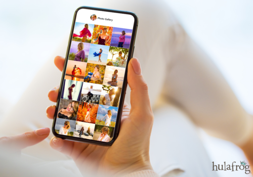 person looking at a photo gallery on a mobile phone
