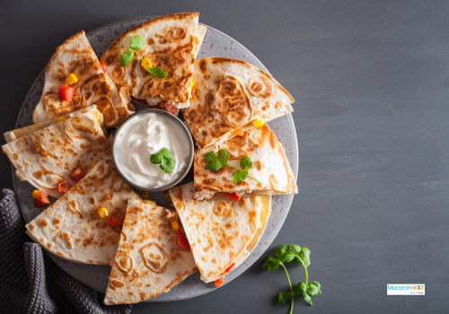 Quesadillas on a plate.