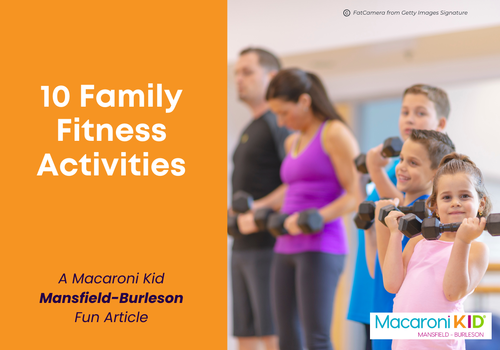 Family lifts weights during fitness class