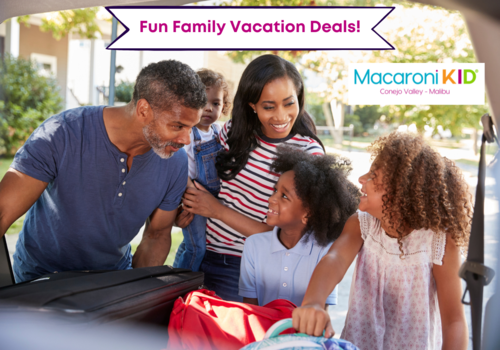 Fun Family Vacation Deals from Macaroni KID Conejo Valley - Malibu Family of 5 loading luggage in their car