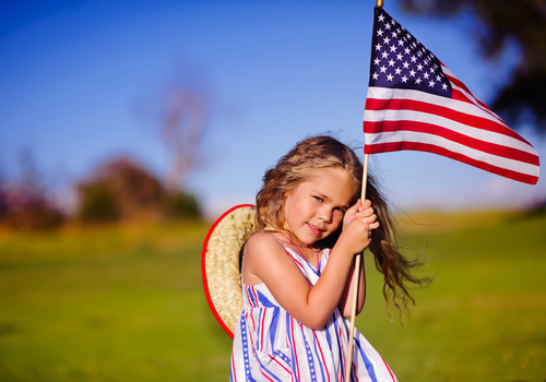 4th of July flag with child