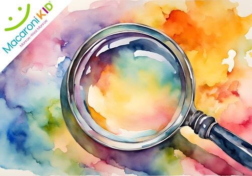 Bright Watercolor Background with Magnifying Glass