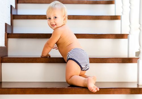 child on stairs