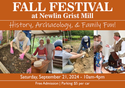 Fall Festival at Newlin Grist Mill History Archeoloy and family fun and pictures of previous events