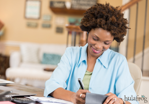 woman balancing checkbook