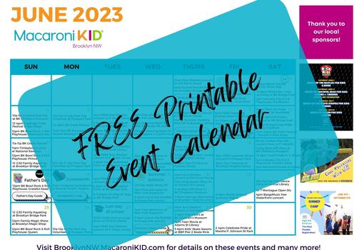 June 2023 printable calendar for Brooklyn families