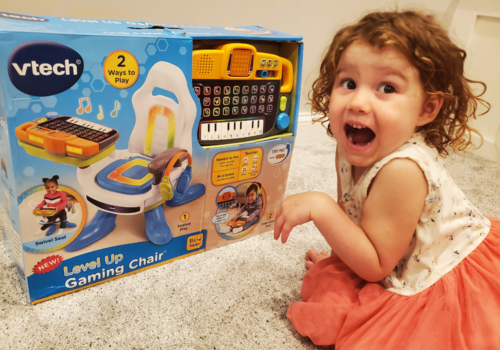 Girl w level up gaming chair box