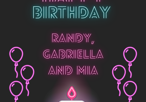 black picture with neon words that say Happy Birthday
