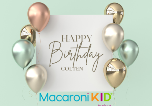 Gold balloons with the words Happy Birthday Colten