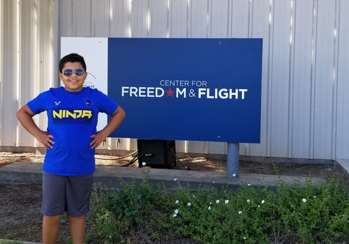 Boy at an airplane museum