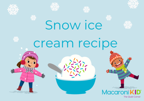 Two cheerful kids in winter attire, surrounded by falling snowflakes, sharing a moment of joy with a whimsical ice cream cone featuring colorful sprinkles.