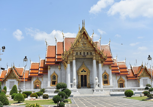 Wat Benchamabophit Dusitvanaram AKA the Marble Temple a Buddhist temple in Bangkok Thailand at Global Village Museum