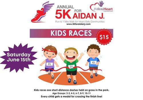 5 K for Aidan J June 15th Kids Races